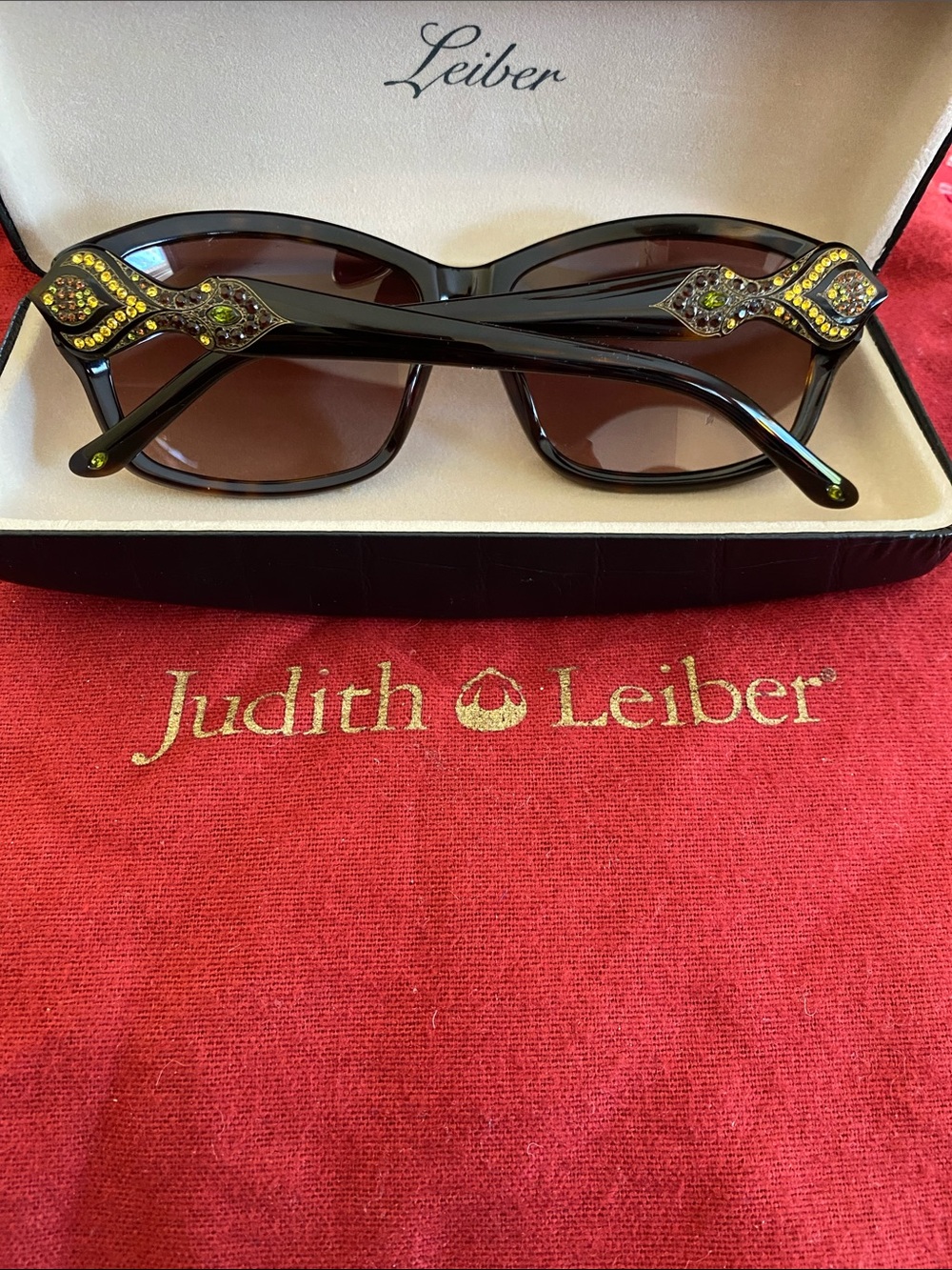 Judith Lieber Handmade In Japan Crystal Encrusted Graduated Lenses Sunglasses
